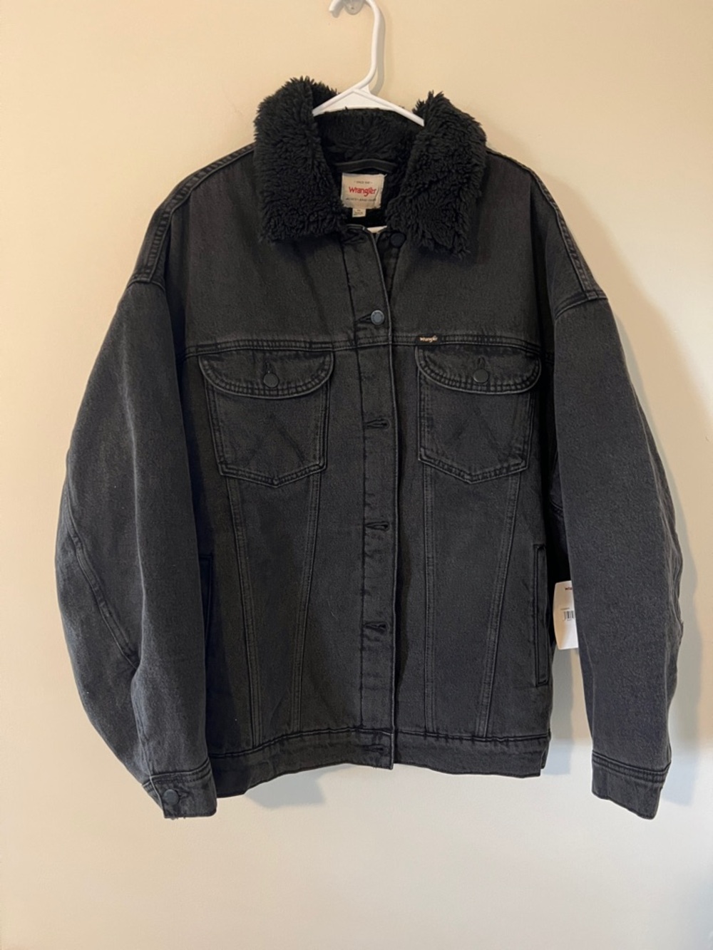 Wrangler Black Sherpa Collar Denim Jacket